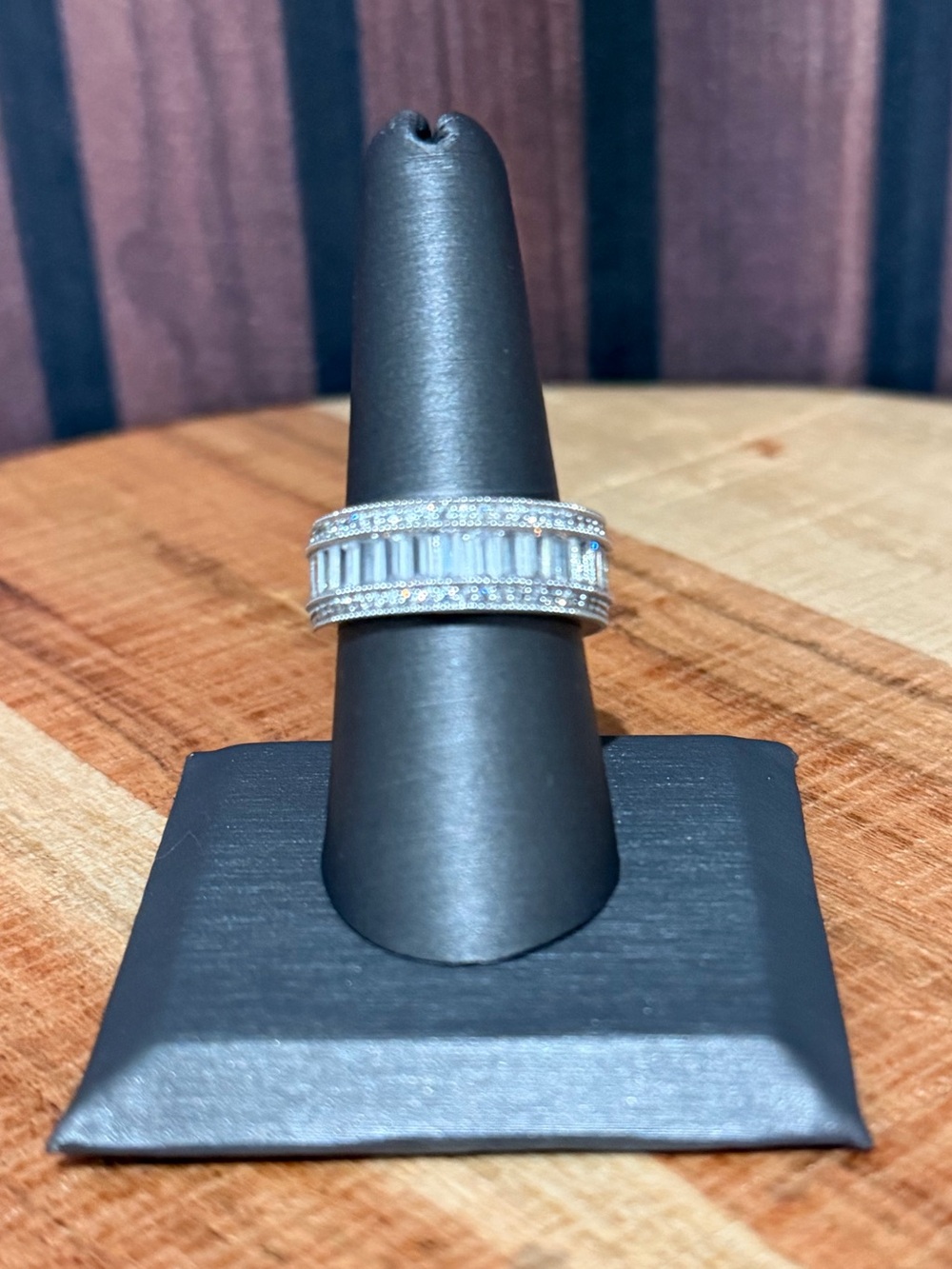 Silver Tone Eternity Band Ring | Rhinestone Crystal Statement Ring